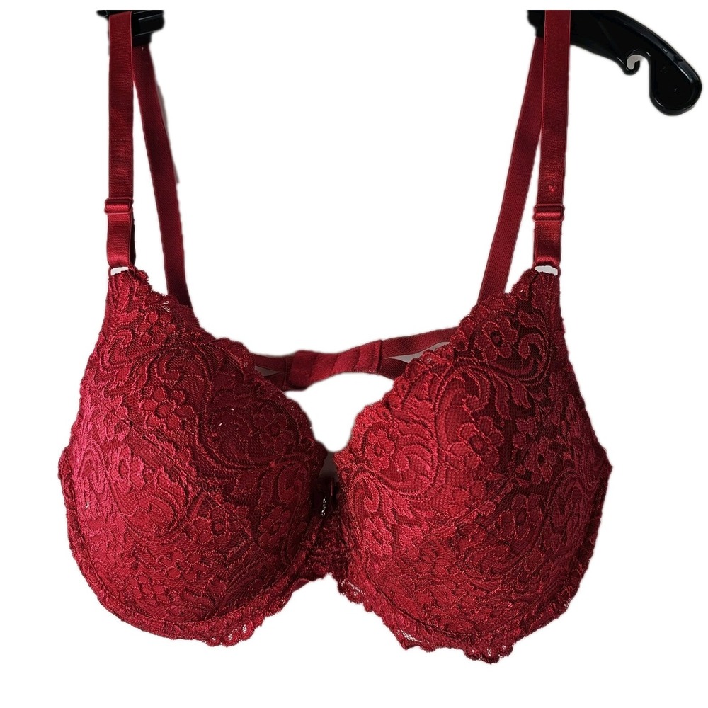 Smart & Sexy Bra 38D Red Lace Push Up Underwire Padded Lingerie Women's Sexy